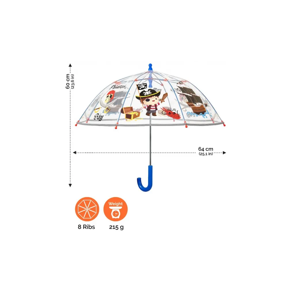 Cool Kids, Detský reflexný dáždnik Piráti Transparent, 15602