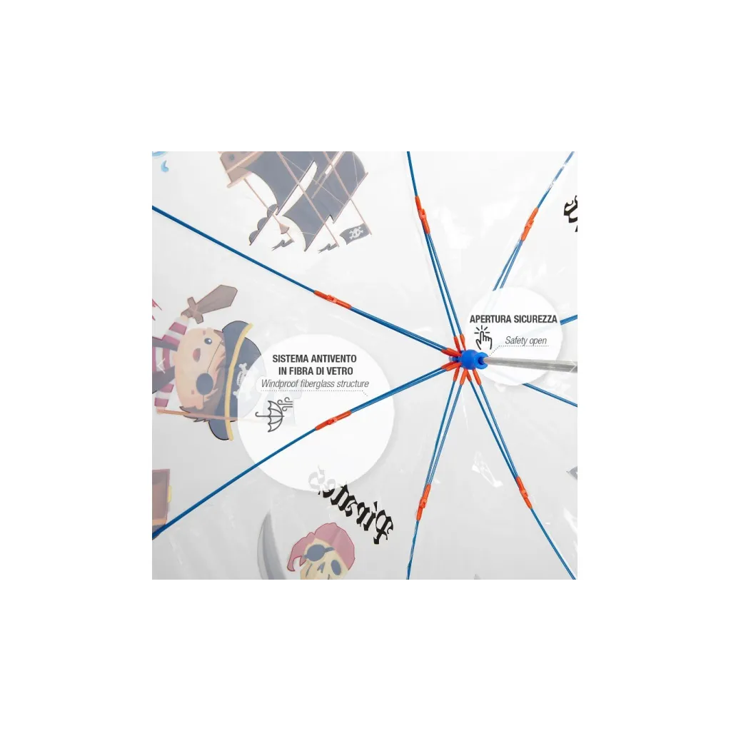 Cool Kids, Dětský reflexní deštník Piráti Transparent, 15602