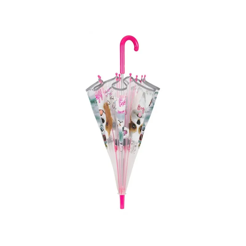 Detský reflexný dáždnik Perletti Cool Kids, Pets Transparent, 15635 Detský reflexný dáždnik Perletti Cool Kids, Pets Transparent, 15635