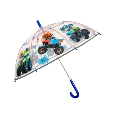 Detský reflexný dáždnik Perletti Cool Kids Trucks Transparent, 15637 Detský reflexný dáždnik Perletti Cool Kids Trucks Transparent, 15637