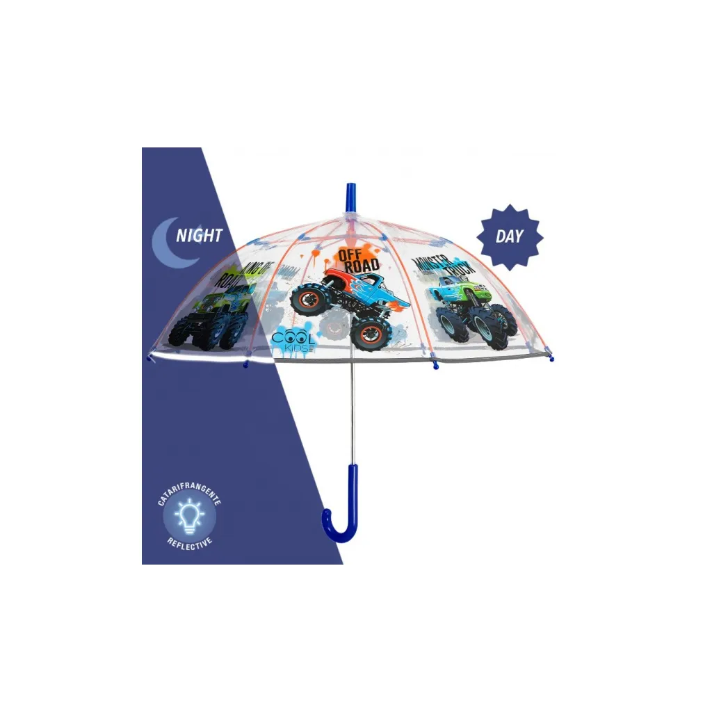 Cool Kids, Dětský reflexní deštník Trucks Transparent, 15637