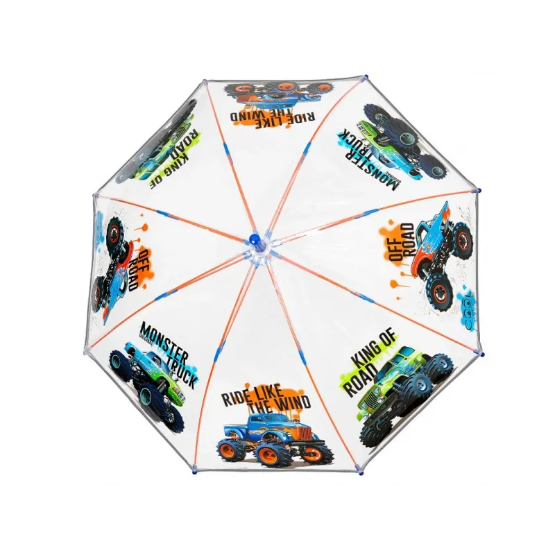 Detský reflexný dáždnik Perletti Cool Kids Trucks Transparent, 15637 Detský reflexný dáždnik Perletti Cool Kids Trucks Transparent, 15637