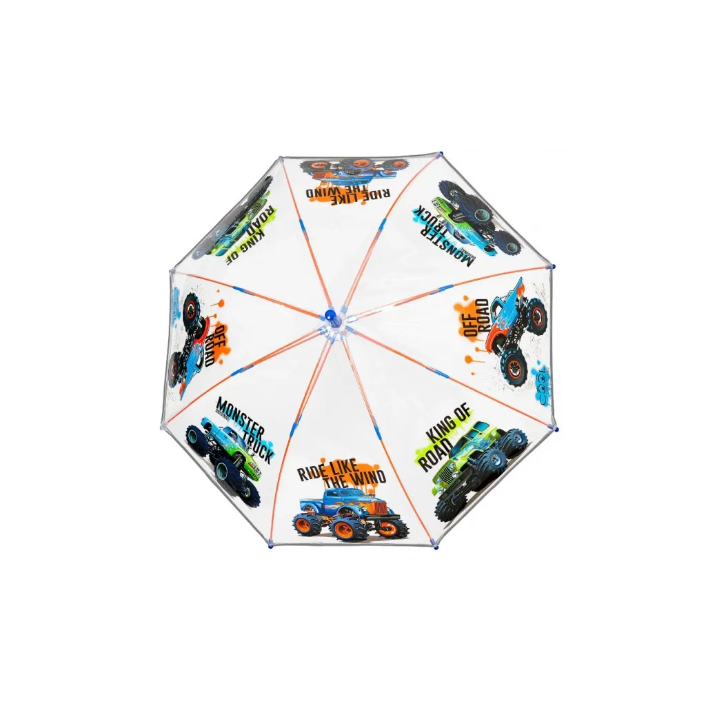 Detský reflexný dáždnik Perletti Cool Kids Trucks Transparent – bezpečný a štýlový pre deti