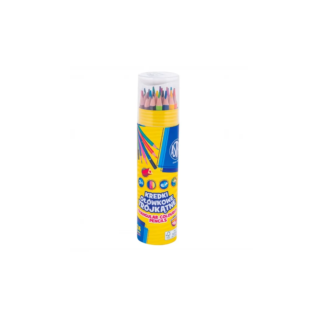 Trojhranné farbičky Astra v tube 24 farieb so strúhadlom