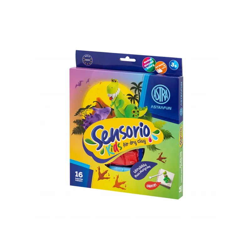 Modelovacia hmota (air dry clay) Sensorio Kids Dinosaurus, 16 farieb , 336123024