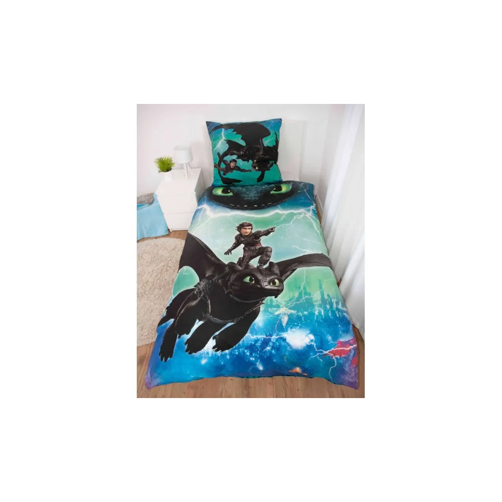 Svietiace bavlnené obliečky Ako vycvičiť draka 140x200