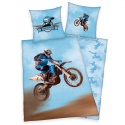 Oboustranné bavlněné povlečení MOTOCROSS, 140/200+70/90