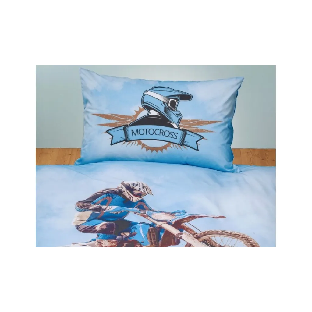Oboustranné bavlněné povlečení MOTOCROSS, 140/200+70/90