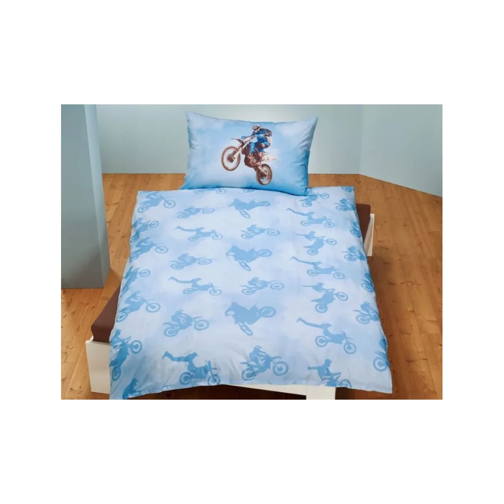 Obojstranné bavlnené obliečky Herding MOTOCROSS, 140/200+70/90