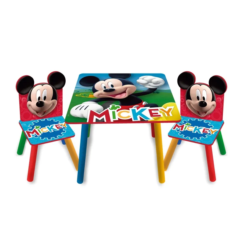 Detský drevený stolík + 2 stoličky MICKEY MOUSE – zábavný nábytok do detskej izby
