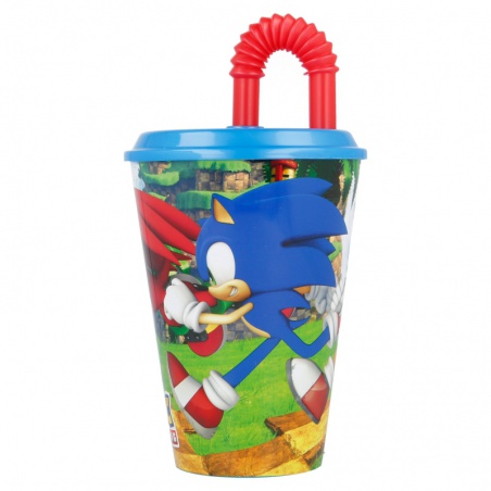 Plastový pohár s víkem a brčkem JEŽKO SONIC 430ml, 40530
