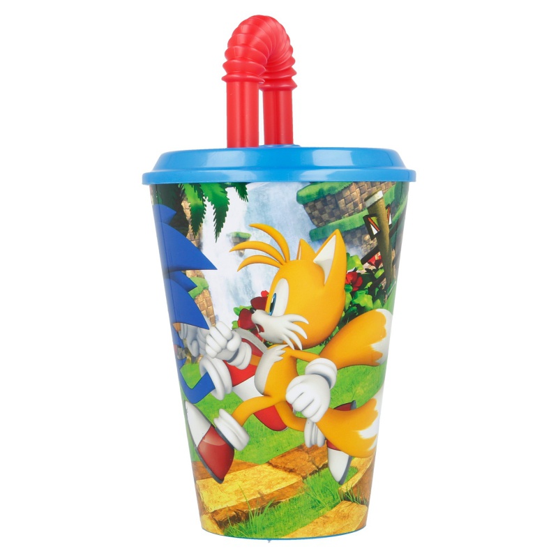 Plastový pohár s vrchnákom a slamkou JEŽKO SONIC 430ml, 40530