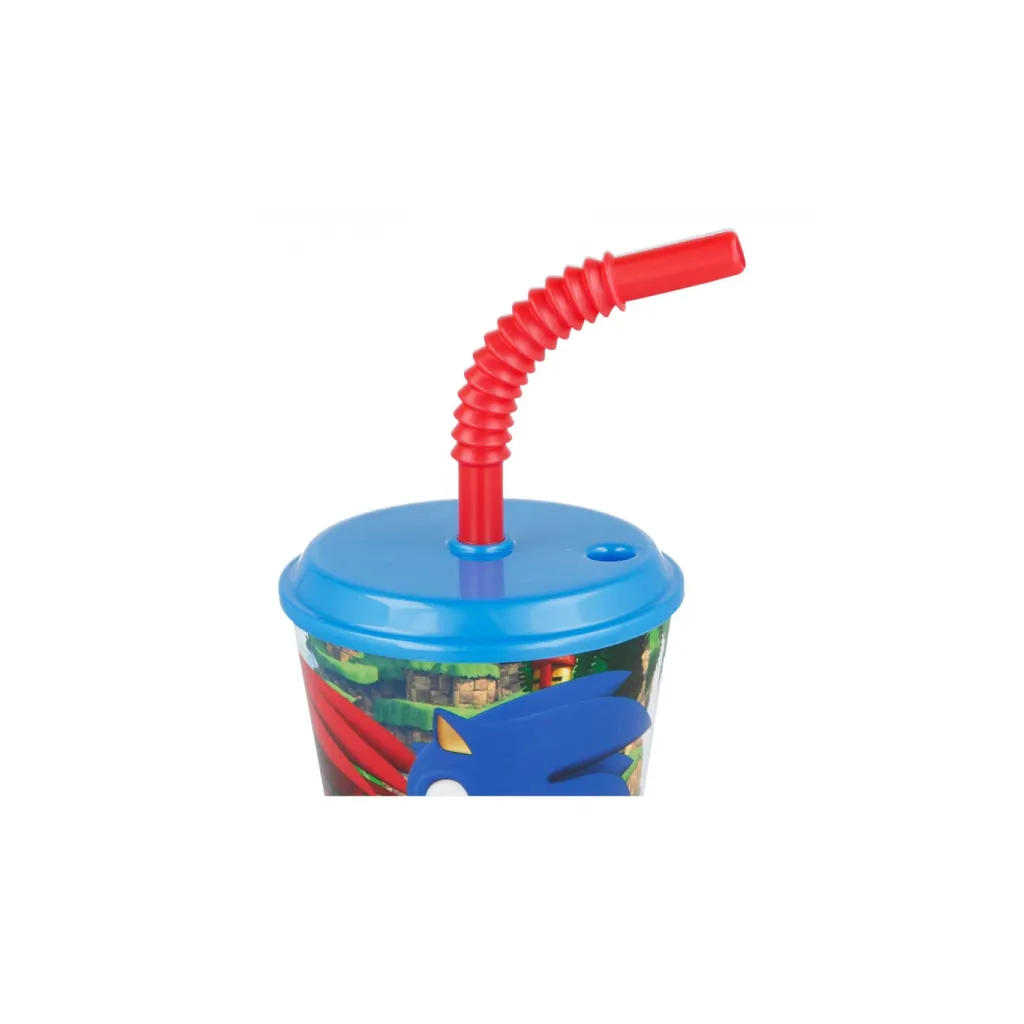 Plastový pohár s víkem a brčkem JEŽKO SONIC 430ml, 40530