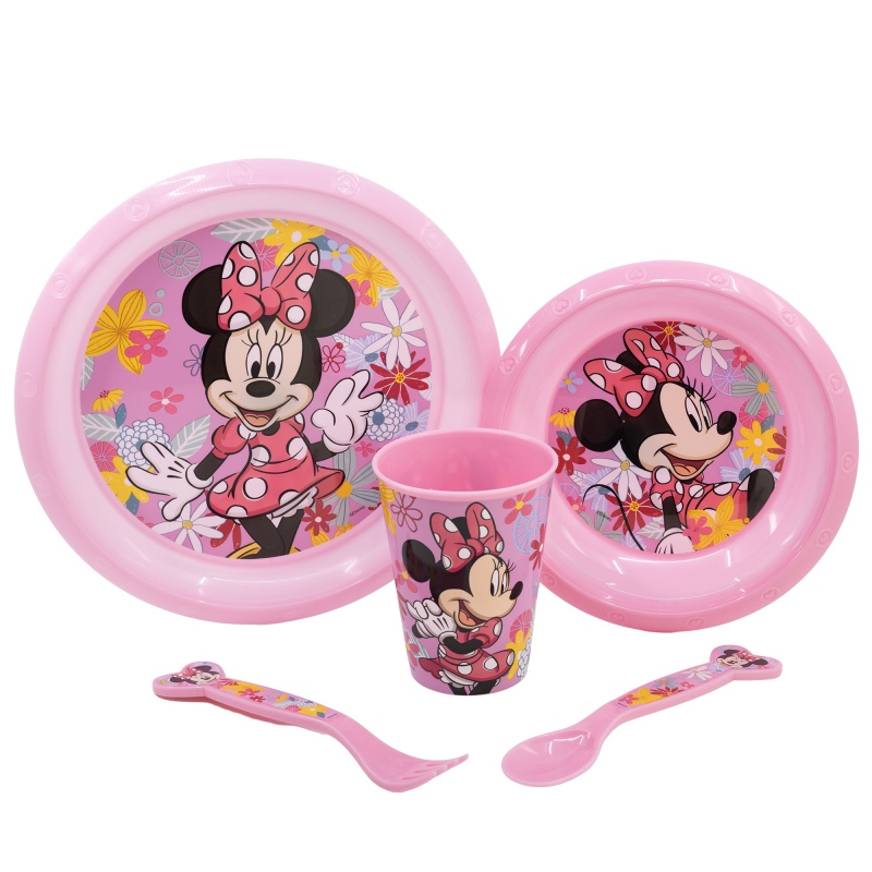 Dětské plastové nádobí, MINNIE MOUSE Micro, talíř, miska, sklenice, příbor, 74415 Dětské plastové nádobí, MINNIE MOUSE Micro, talíř, miska, sklenice, příbor, 74415