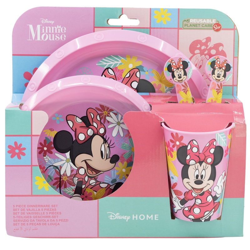 Detský plastový riad, MINNIE MOUSE Micro, tanier, miska, pohár, príbor, 74415