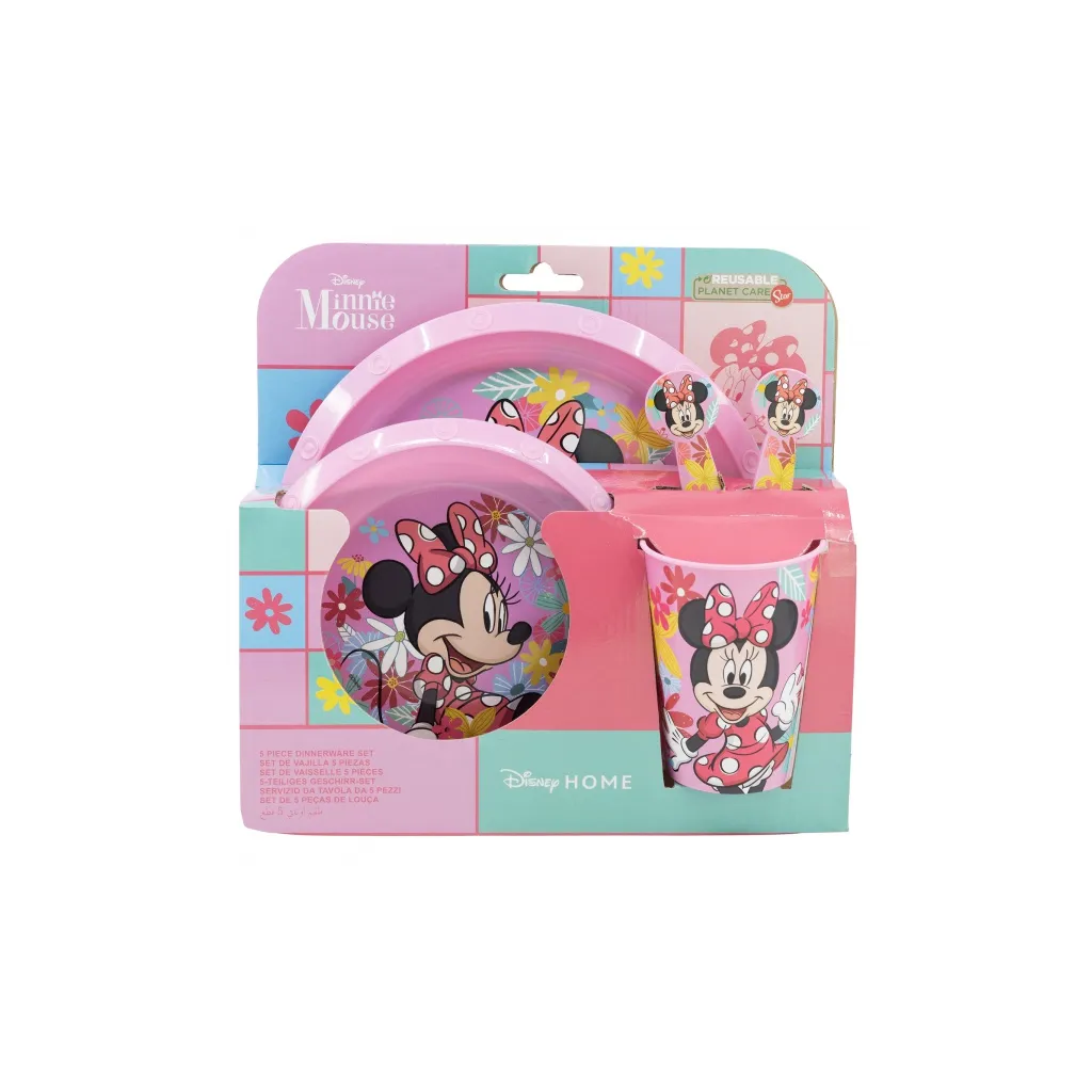 Dětské plastové nádobí, MINNIE MOUSE Micro, talíř, miska, sklenice, příbor, 74415