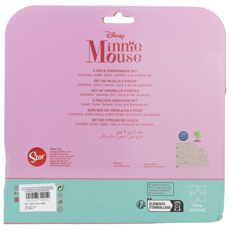 Detský plastový riad, MINNIE MOUSE Micro, tanier, miska, pohár, príbor, 74415