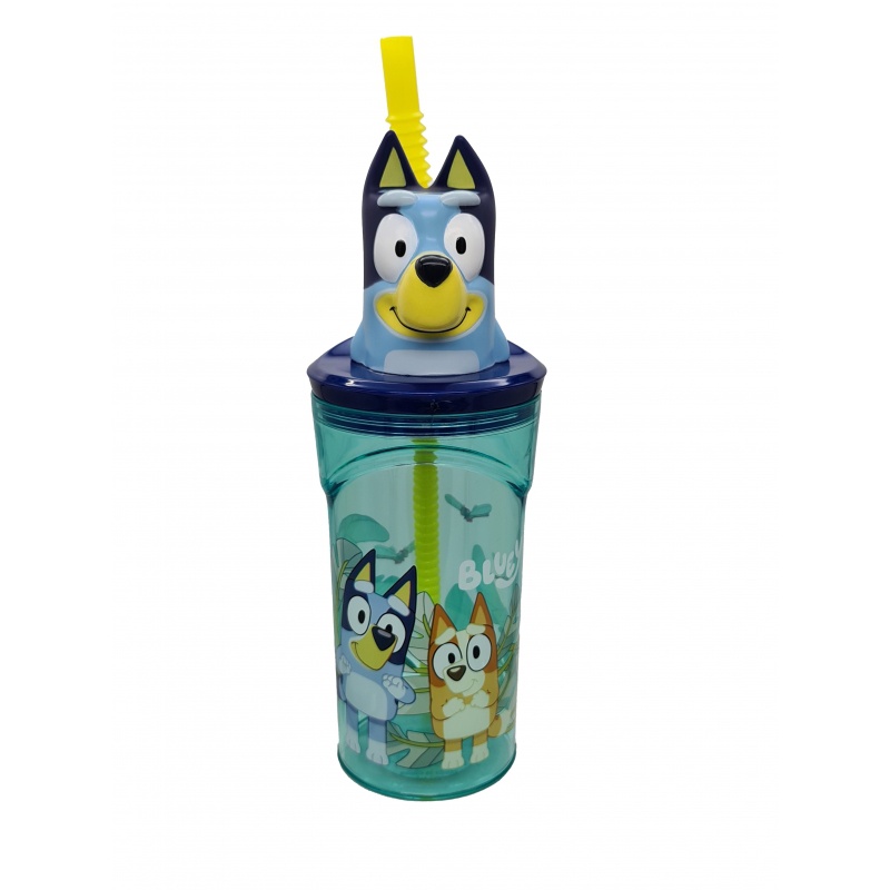 Plastový 3D pohár Bluey so slamkou 360 ml | Detský pohár