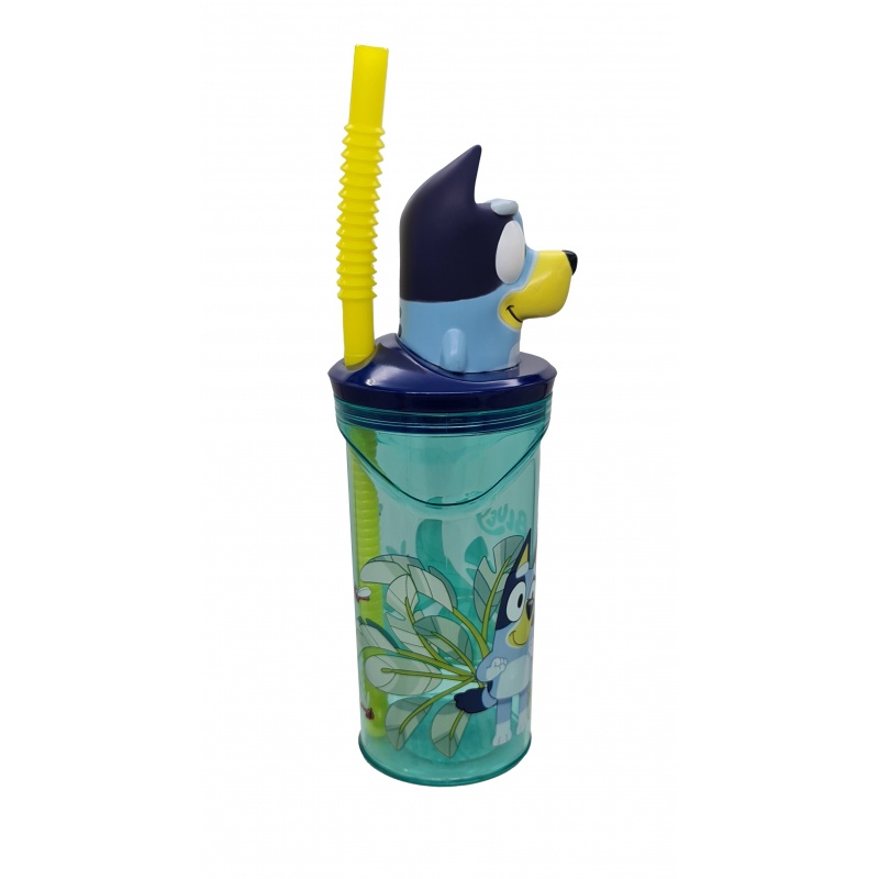 Plastový 3D pohár Bluey so slamkou 360 ml | Detský pohár