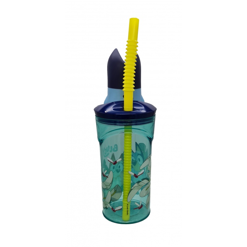 Plastový 3D pohár Bluey so slamkou 360 ml | Detský pohár