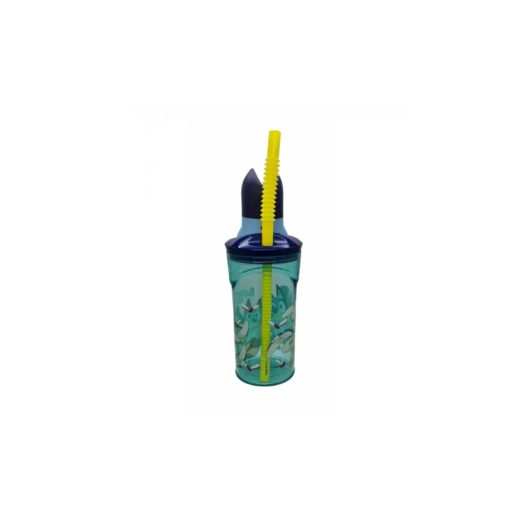 Plastový 3D pohár Bluey so slamkou 360 ml | Detský pohár