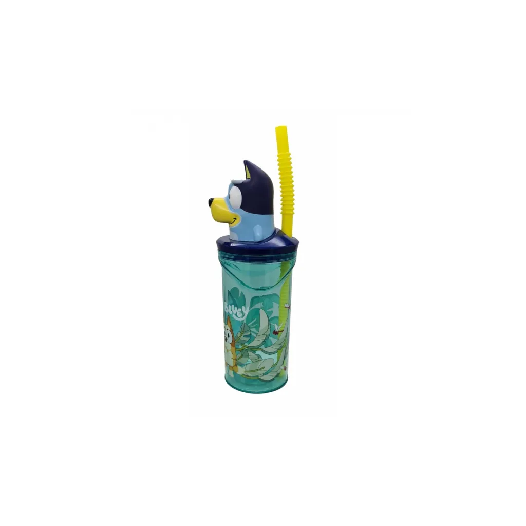 Plastový 3D pohár Bluey so slamkou 360 ml | Detský pohár
