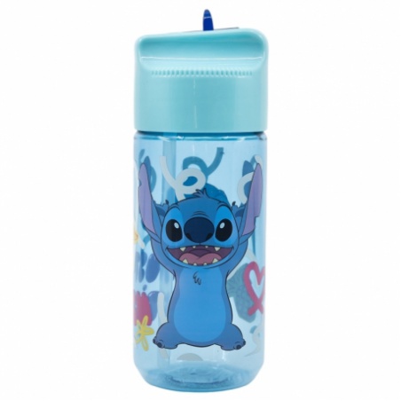 Plastová fľaša s výsuvnou slamkou Lilo & Stitch, Transparent Tritan, 430ml, 75036