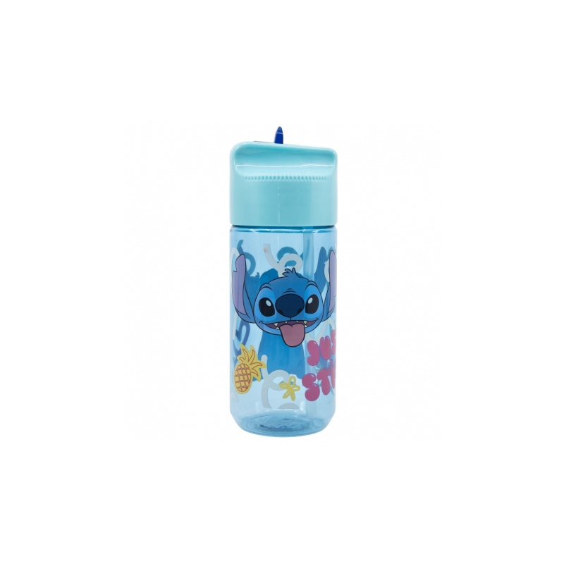 Plastová fľaša s výsuvnou slamkou Lilo & Stitch, Transparent Tritan, 430ml, 75036