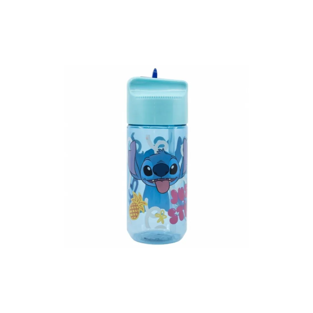 Plastová láhev s výsuvným brčkem Lilo & Stitch, Transparent Tritan, 430ml, 75036