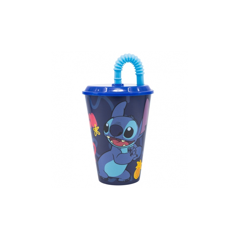 Plastový pohár s vrchnákom a slamkou Lilo & Stitch, 430ml, 75030