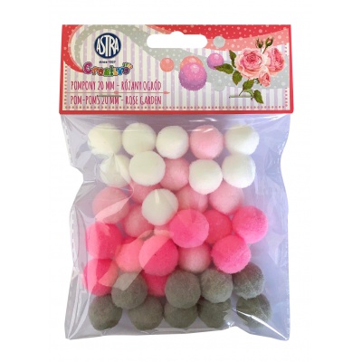 CREATIVO Plyšové POMPOM kuličky ROSE GARDEN, 20mm, 335121024