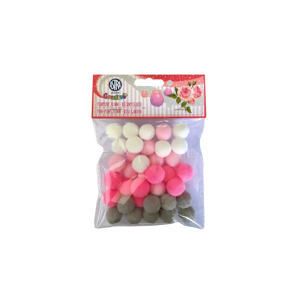 Plyšové pompony Creativo ROSE GARDEN 20 mm (36 ks)