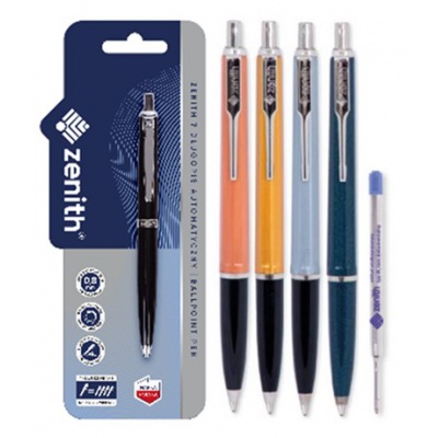 Zenith, Modré kuličkové pero 0,8mm + náhr. náplň, blistr, 4570121
