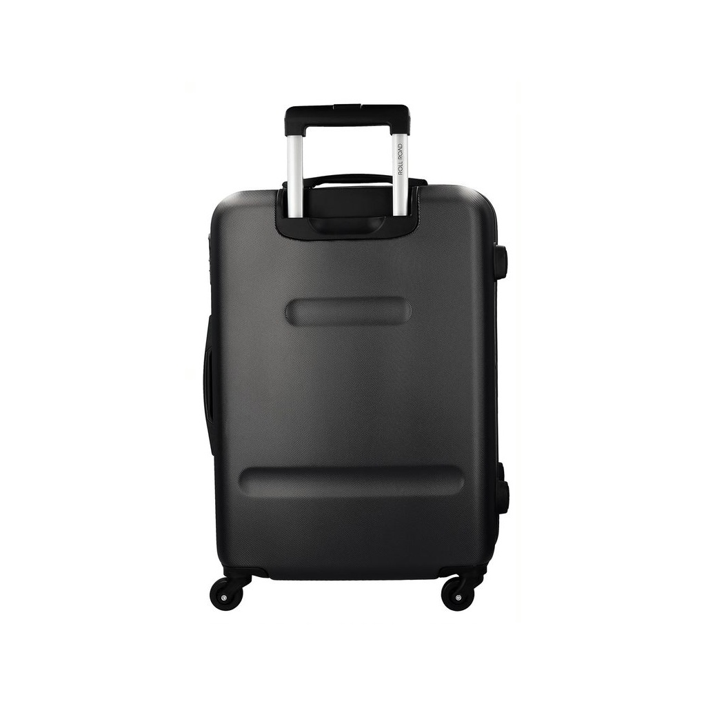 ROLL ROAD Flex Black, ABS Cestovný kufor 65x46x23cm, 56L – stredný kufor s otočnými kolieskami a číselným zámkom