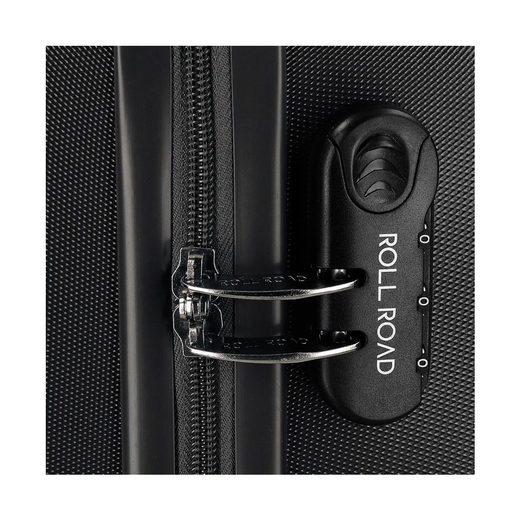 ROLL ROAD Flex Black, ABS Cestovný kufor 65x46x23cm, 56L – stredný kufor s otočnými kolieskami a číselným zámkom