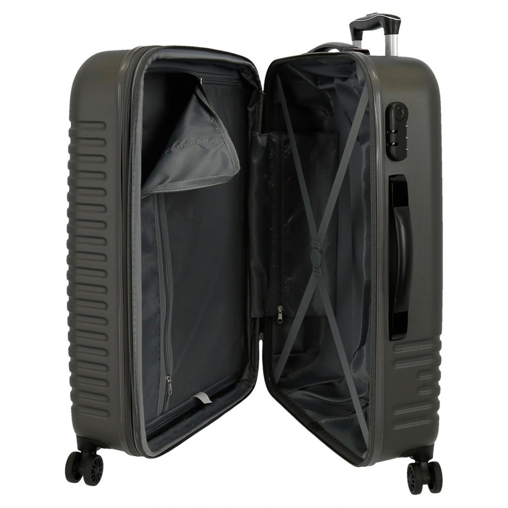 India Antracita – rozšíriteľný cestovný kufor ABS 70 l, stredná veľkosť