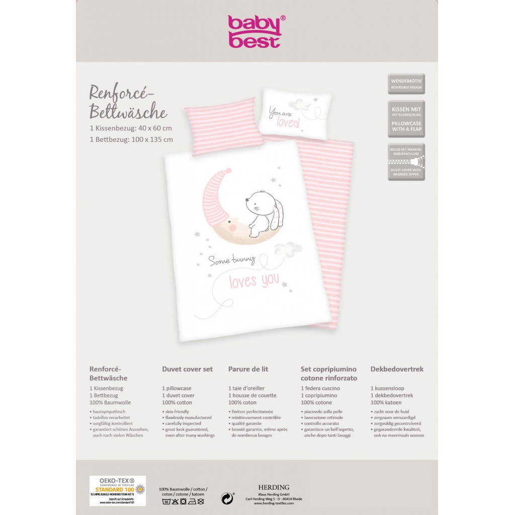 Detské bavlnené obliečky do postieľky Herding MALÝ ZAJAČIK, 100/135+40/60