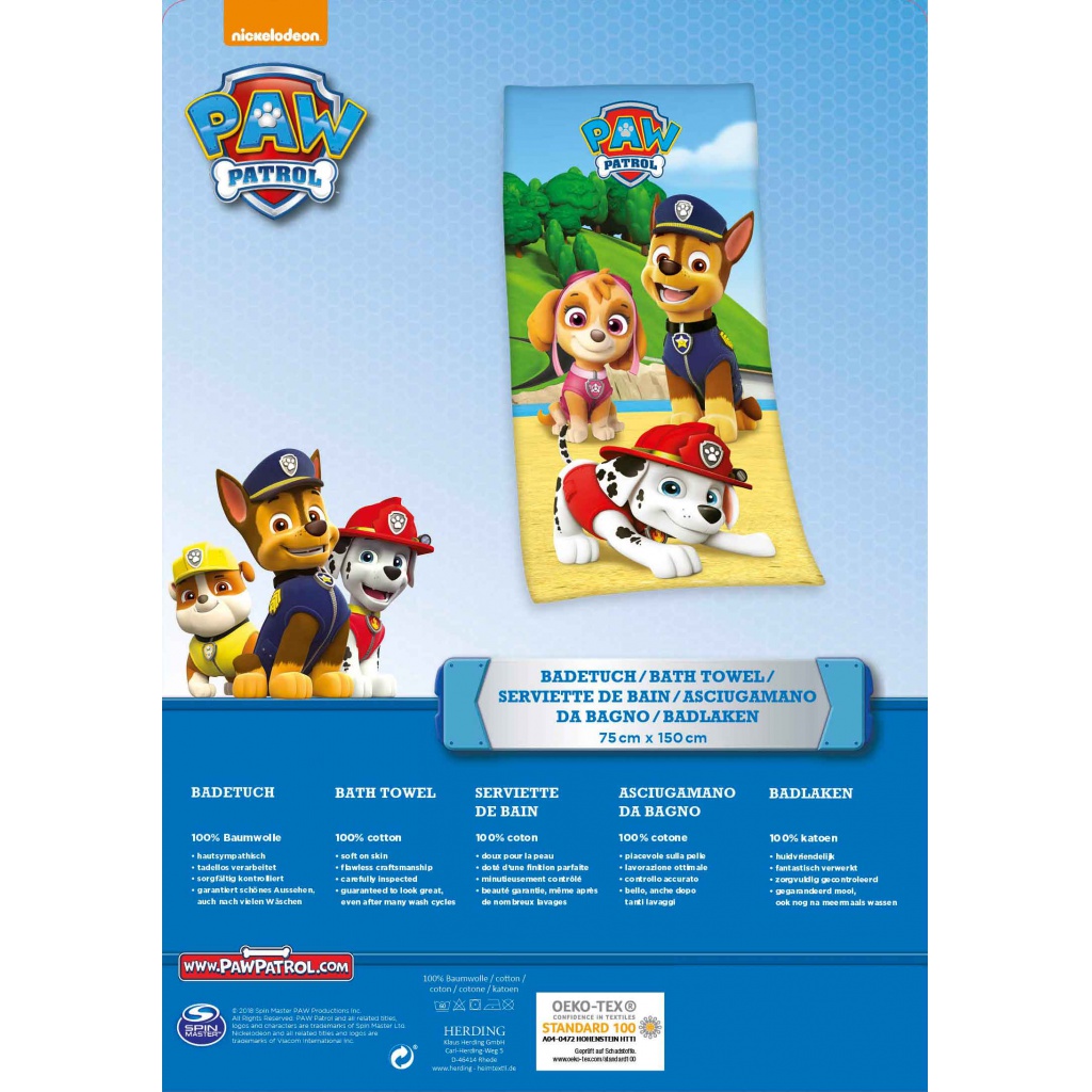 Bavlnená osuška 75/150cm Herding Paw Patrol