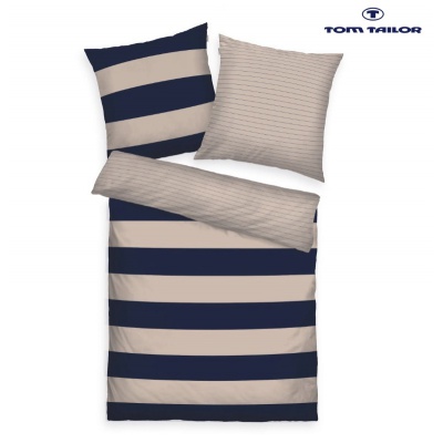 TOM TAILOR ložní prádlo Bold Stripes 70x90cm / 140x200cm Dark Navy / Sunny Sand TOM TAILOR ložní prádlo Bold Stripes 70x90cm / 140x200cm Dark Navy / Sunny Sand