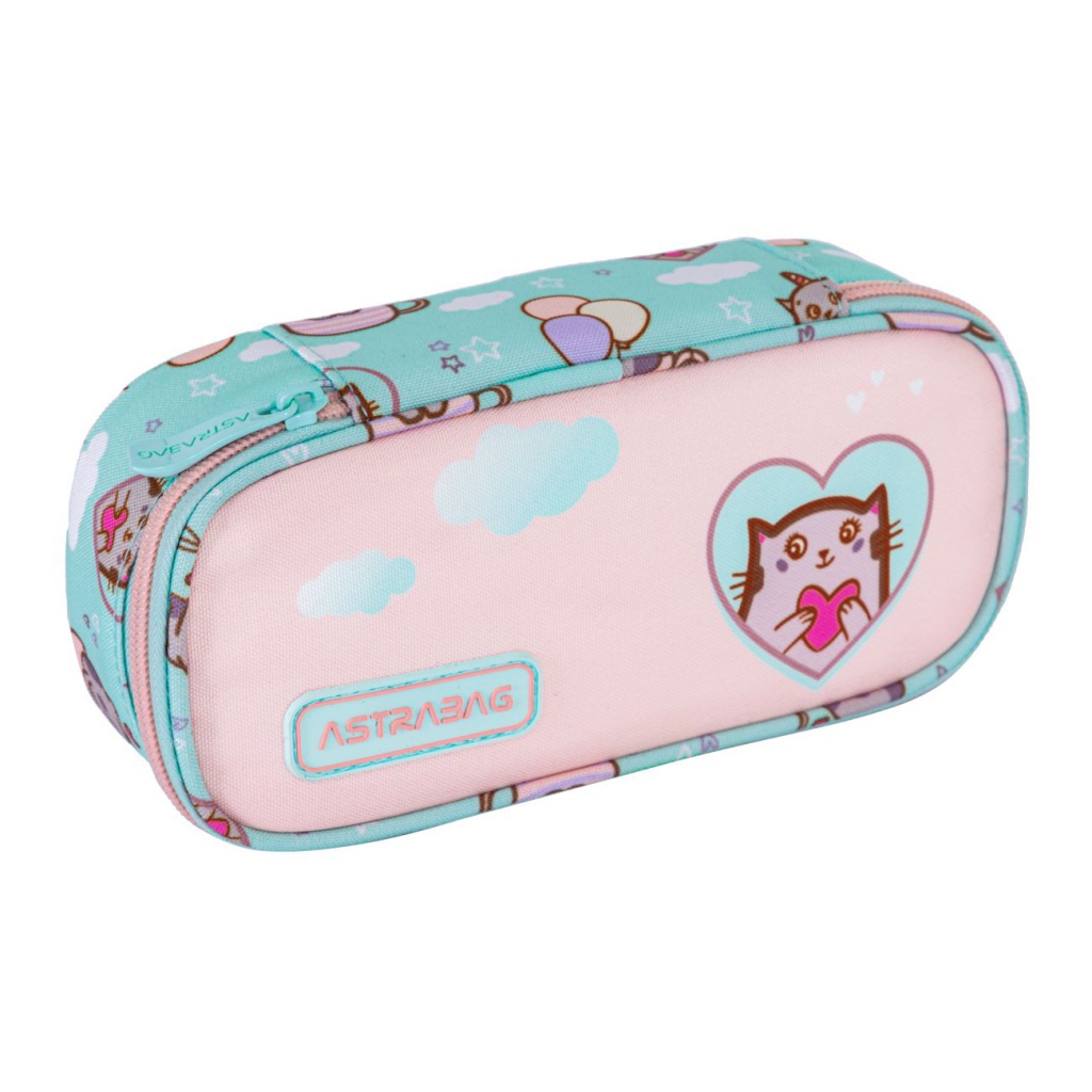 Peračník AstraBAG KITTY'S WORLD – pastelový, mačičky, dievčenský, 22 cm