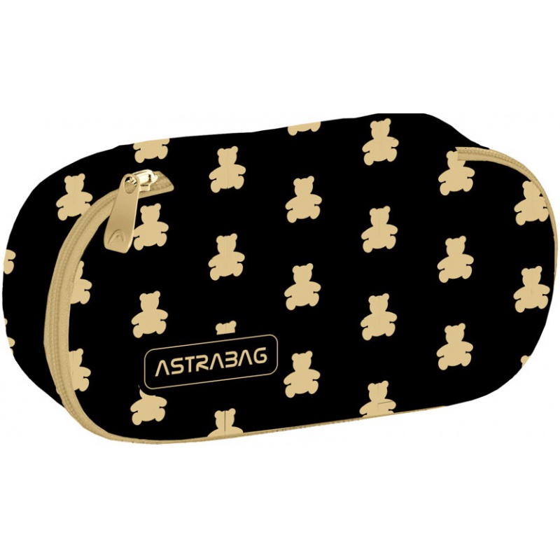 Peračník AstraBAG GOLDEN TEDDY AC6 – štýlový, jednokomorový, čierny so zlatými medvedíkmi Peračník AstraBAG GOLDEN TEDDY AC6 – štýlový, jednokomorový, čierny so zlatými medvedíkmi