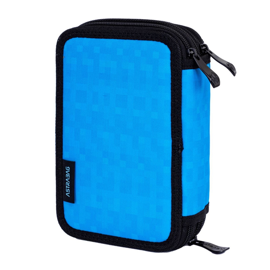 Třípatrový penál s náplní AstraBAG BLUE PIXEL, AC31, 503024055