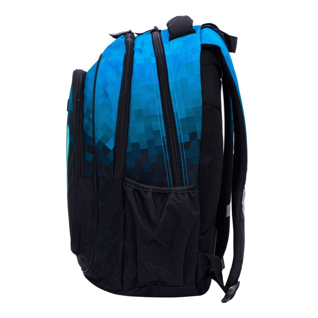 Školský batoh AstraBAG BLUE PIXEL AB300 – 3 komory, notebook, ergonomický