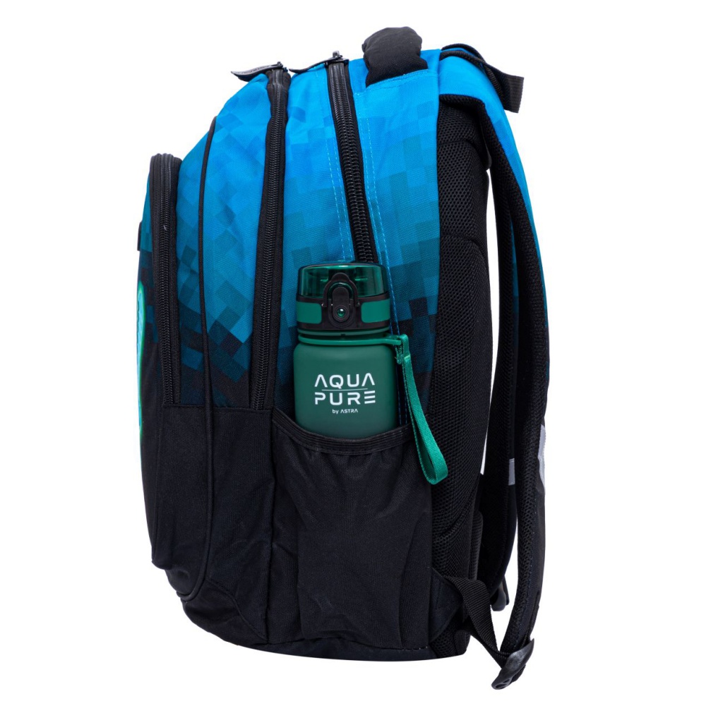 Školský batoh AstraBAG BLUE PIXEL AB300 – 3 komory, notebook, ergonomický