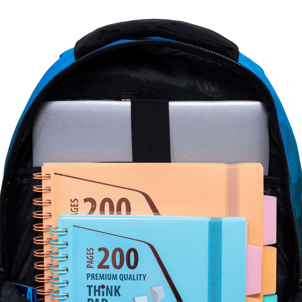 Školský batoh AstraBAG BLUE PIXEL AB300 – 3 komory, notebook, ergonomický