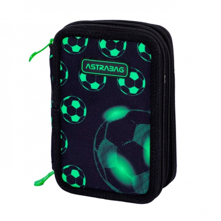 Trojposchodový peračník s náplňou AstraBAG NEON FOOTBALL, AC31, 503024064