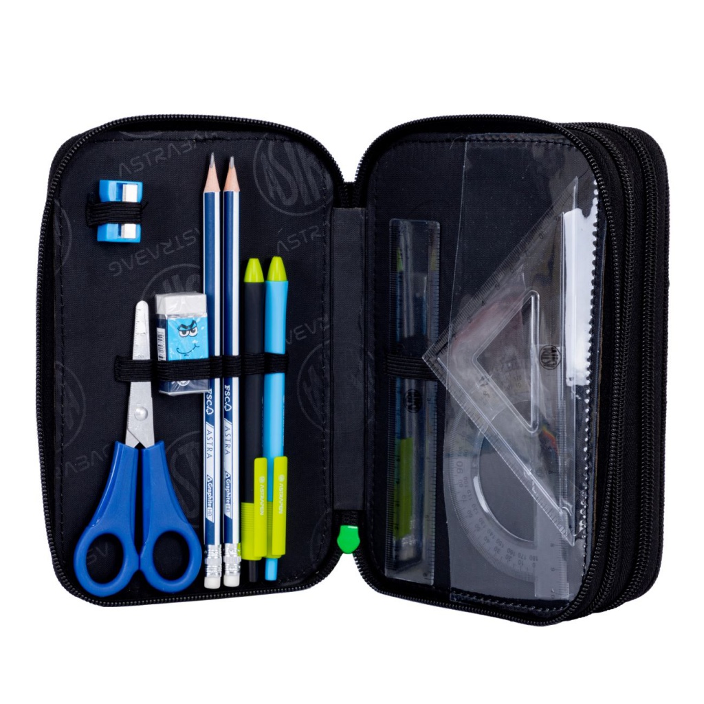 Třípatrový penál s náplní AstraBAG NEON FOOTBALL, AC31, 503024064