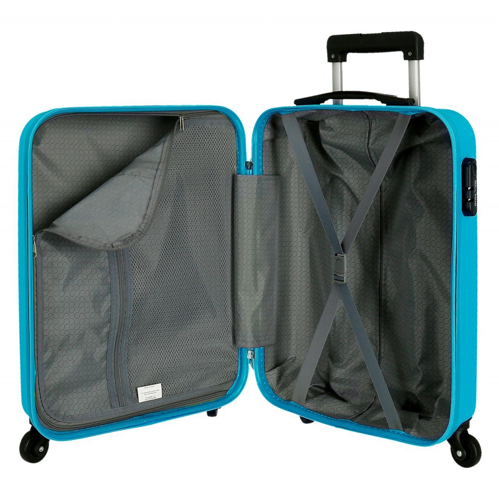 ROLL ROAD Flex Azul Claro, ABS Cestovný kufor, 55x38x20cm, 35L – modrý kufor pre pohodlné cestovanie
