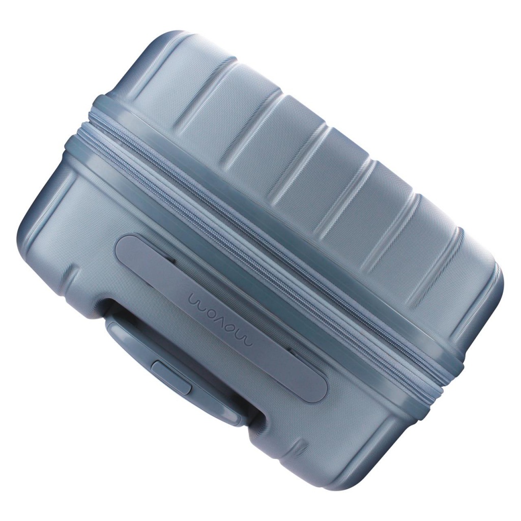 MOVOM Wood Steel Blue – Veľký rozšíriteľný škrupinový kufor 75×52×32 cm, 109L, TSA zámok