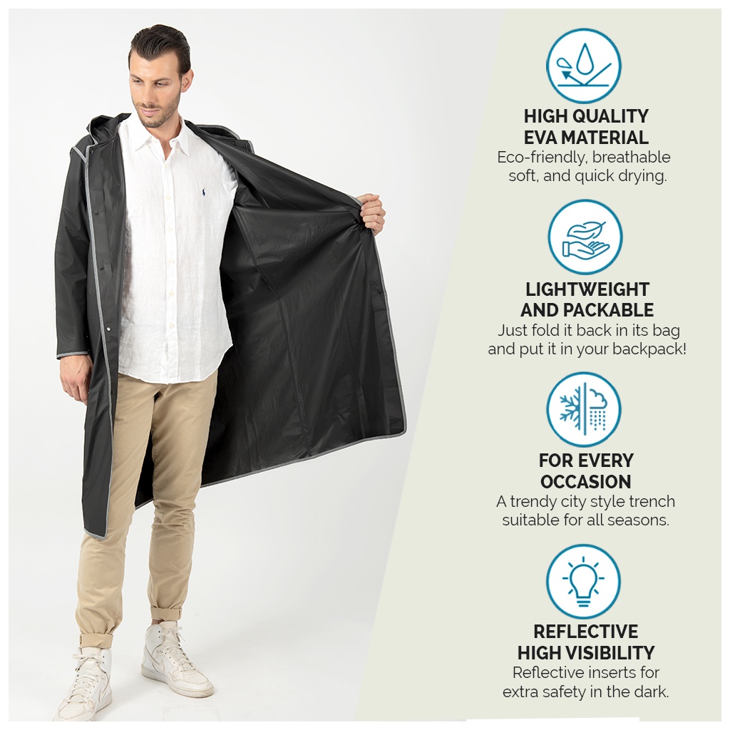 Kvalitný pánsky pršiplášť Perletti Nero/Grey, veľ.L, 14225